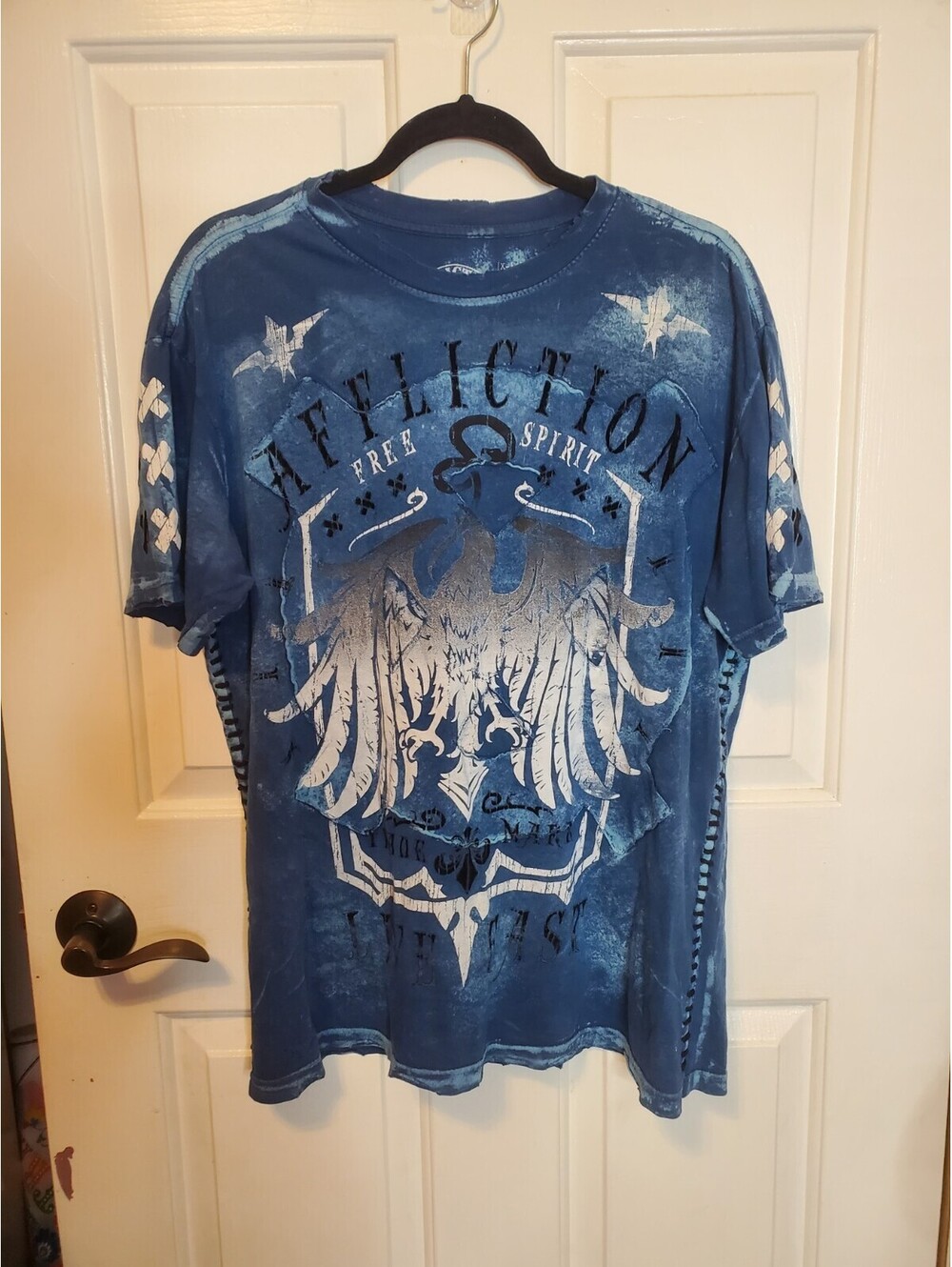 Affliction Shirt Mens XLarge Blue MMA Style Thick Whipstitch Relaxed  Grunge Y2k